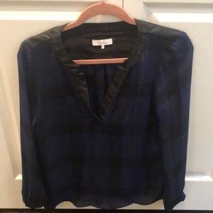Parker plaid chiffon and leather shirt